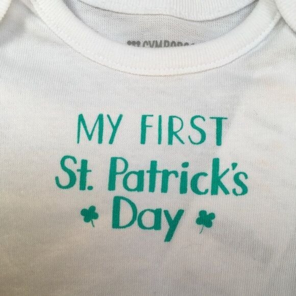 Gymboree Baby Long Sleeve One Piece Size 0-3M NWT St. Patrick’s Day White Cotton - Picture 3 of 4